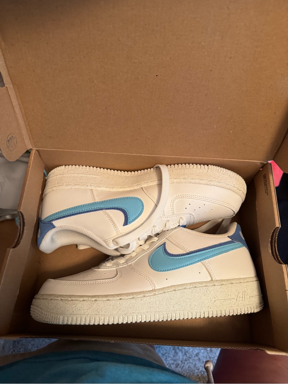 Nike Air Force 1s with Blue Accent